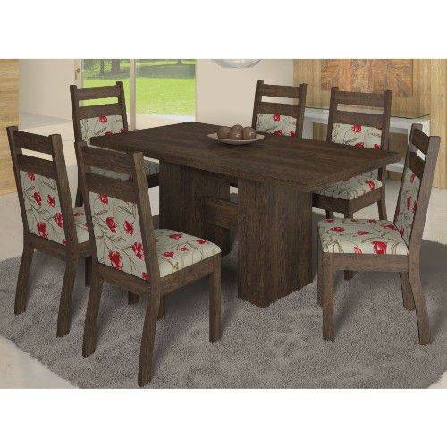 Tamanhos, Medidas e Dimensões do produto Conjunto de Mesa Sonetto 150X80cm com 6 Cadeiras Urca - Canela/Amarílis