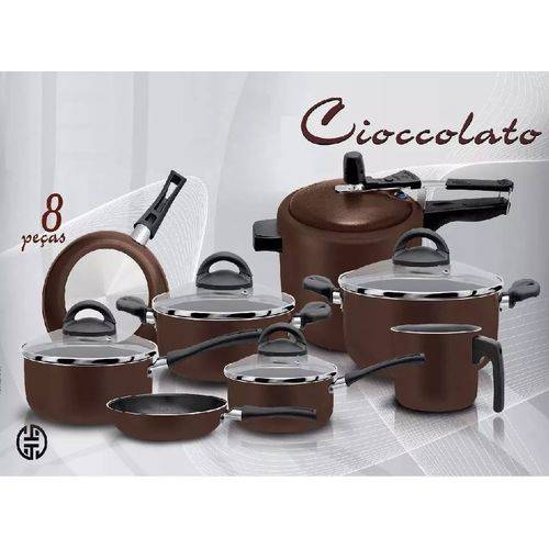 Tamanhos, Medidas e Dimensões do produto Conjunto de Panelas Teflon Cioccolato 08 Peças