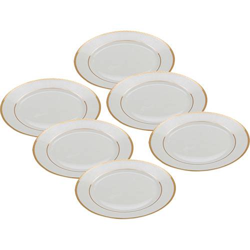 Tamanhos, Medidas e Dimensões do produto Conjunto de Pratos de Jantar Alto Relevo Gold Porcelana 6 Peças - Rojemac
