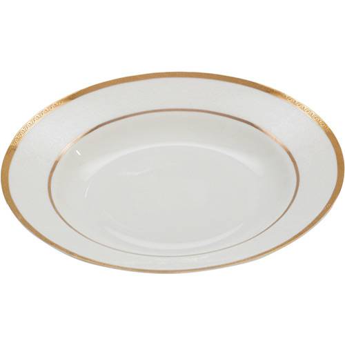 Tamanhos, Medidas e Dimensões do produto Conjunto de Pratos de Sopa 6 Peças Porcelana Gold Alto Relevo Branco - Rojemac