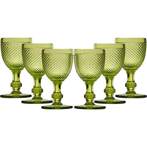 Tamanhos, Medidas e Dimensões do produto Conjunto de Taças de Vidro para Vinho Bico de Jaca Verde 130ml 6 Peças - Rojemac