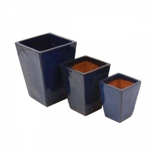 Tamanhos, Medidas e Dimensões do produto Conjunto de Vasos Vietnamitas Retangular Azul 3 Peças