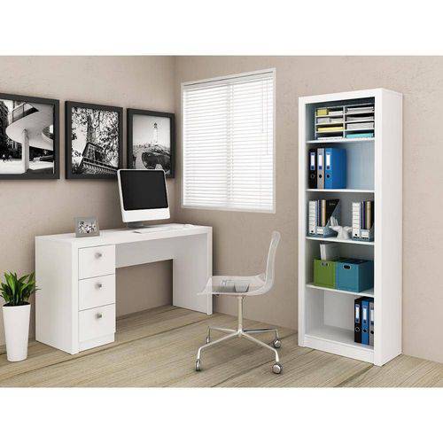 Tamanhos, Medidas e Dimensões do produto Conjunto Home Office Escrivaninha e Armário Tecno Mobili - Branco