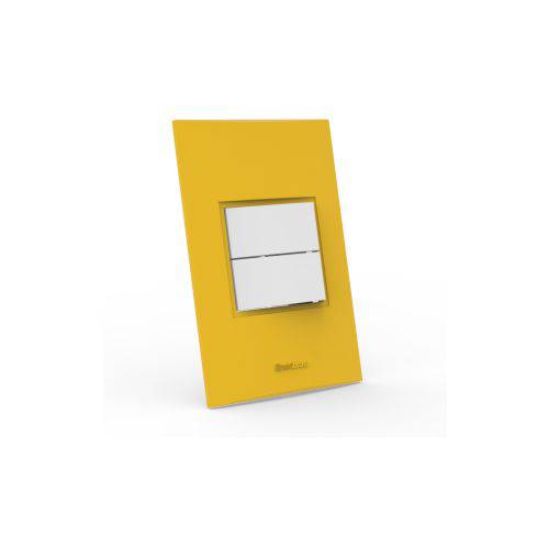 Tamanhos, Medidas e Dimensões do produto Conjunto Interruptor Duplo Simples-Beleze Amarelo Girassol Enerbras