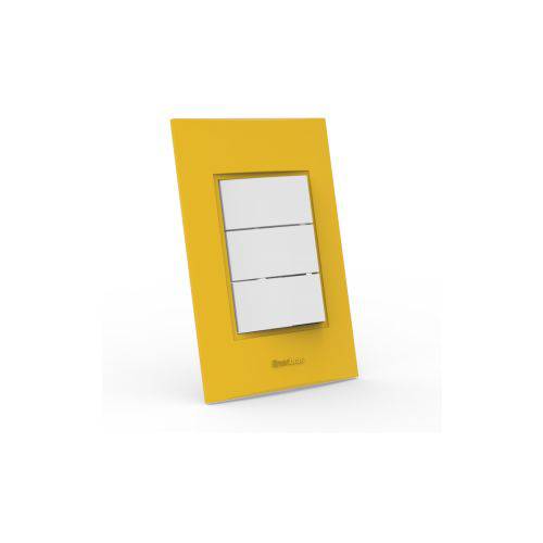 Tamanhos, Medidas e Dimensões do produto Conjunto Interruptor Triplo (1 Simples + 2 Paralelo) - Beleze Amarelo Girassol Enerbras