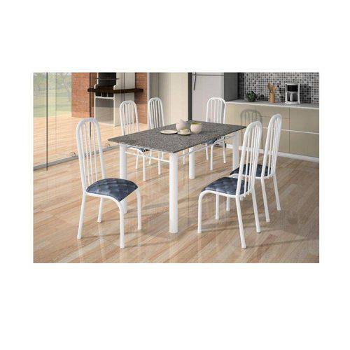 Tamanhos, Medidas e Dimensões do produto Conjunto Madmelos 6 Cadeiras Branca Tampo em Granito Ocre 1,50
