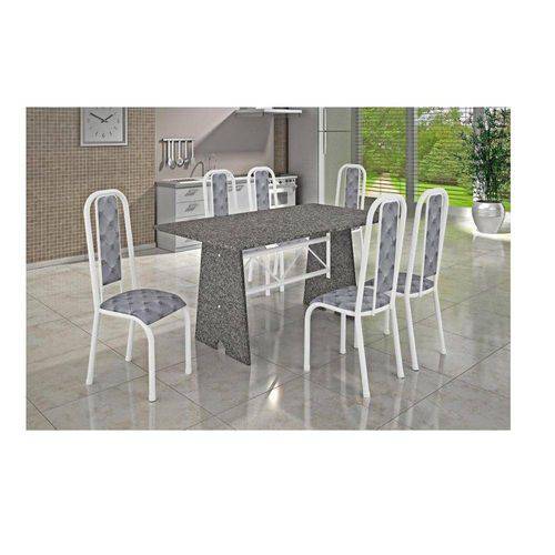 Tamanhos, Medidas e Dimensões do produto Conjunto Madmelos 6 Cadeiras Liso Branca Tampo Granito Ocre 1,50