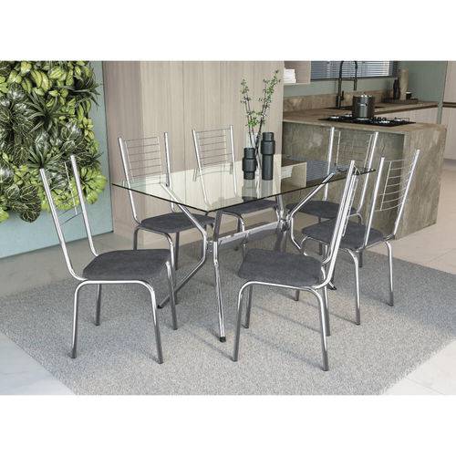 Tamanhos, Medidas e Dimensões do produto Conjunto Mesa 1,40 com 6 Cadeiras Mali Kappesberg - Cromado/cinza