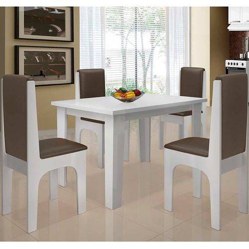 Tamanhos, Medidas e Dimensões do produto Conjunto Mesa com 4 Cadeiras - Miami - Dobuê - Branco / Cafe