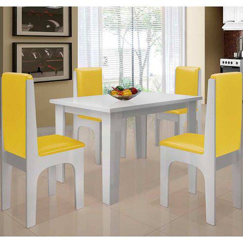 Tamanhos, Medidas e Dimensões do produto Conjunto Mesa com 4 Cadeiras - Miami - Dobuê - Branco / Canário