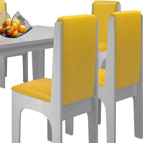 Tamanhos, Medidas e Dimensões do produto Conjunto Mesa com 6 Cadeiras - Miami - Dobuê - Branco / Canário