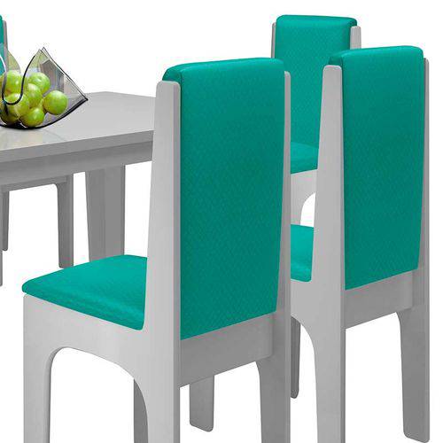 Tamanhos, Medidas e Dimensões do produto Conjunto Mesa com 6 Cadeiras - Miami - Dobuê - Branco / Turquesa