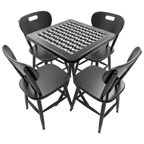 Tamanhos, Medidas e Dimensões do produto Conjunto Mesa de Azulejo Quadrada 60x60cm com 4 Cadeiras Copacabana Preto - Tambo
