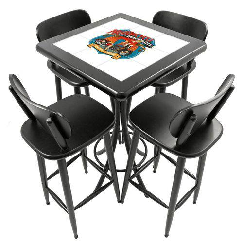 Tamanhos, Medidas e Dimensões do produto Conjunto Mesa de Azulejo Quadrada 60x60cm com 4 Cadeiras Motorcycle Preto - Tambo
