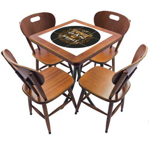 Tamanhos, Medidas e Dimensões do produto Conjunto Mesa de Azulejo Quadrada 60x60cm com 4 Cadeiras Stronger Whiskey Imbuia - Tambo