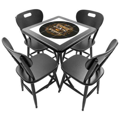 Tamanhos, Medidas e Dimensões do produto Conjunto Mesa de Azulejo Quadrada 60x60cm com 4 Cadeiras Stronger Whiskey Preto - Tambo