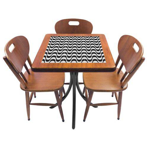 Tamanhos, Medidas e Dimensões do produto Conjunto Mesa de Azulejo Quadrada 60x60cm com 3 Cadeiras Copacabana Imbuia - Tambo