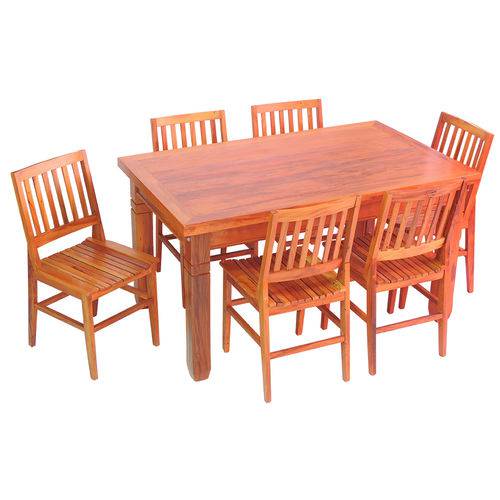 Tamanhos, Medidas e Dimensões do produto Conjunto Mesa de Jantar em Madeira Demolição 1,5m 6 Cadeiras Conforto