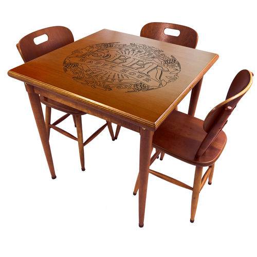 Tamanhos, Medidas e Dimensões do produto Conjunto Mesa de Jantar 3 Lugares de Madeira Beer Happy Hour Imbuia 80x80cm - Tambo