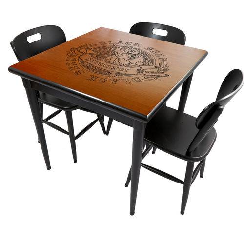 Tamanhos, Medidas e Dimensões do produto Conjunto Mesa de Jantar 3 Lugares de Madeira Black Beer Preto 80x80cm - Tambo