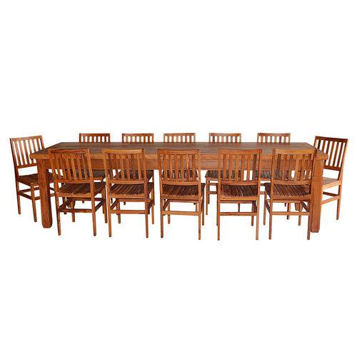 Tamanhos, Medidas e Dimensões do produto Conjunto Mesa de Jantar 3m com 12 Cadeiras Conforto em Madeira de Demolição