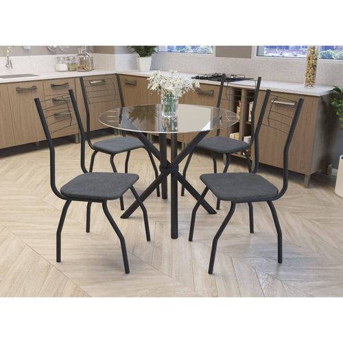 Tamanhos, Medidas e Dimensões do produto Conjunto Mesa Redonda com 4 Cadeiras Malta Kappesberg - Preto