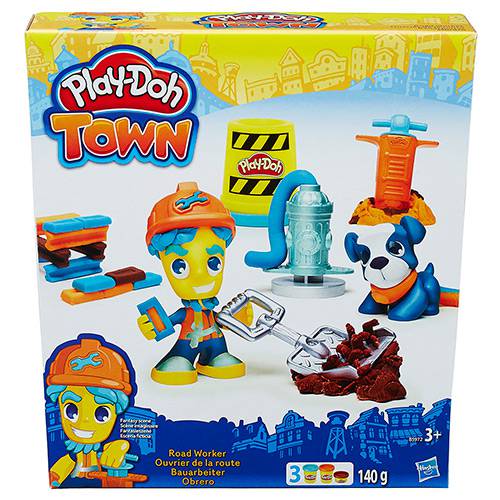 Tamanhos, Medidas e Dimensões do produto Conjunto Play-Doh Town Figura e Animal Road Worker e Pet - Hasbro