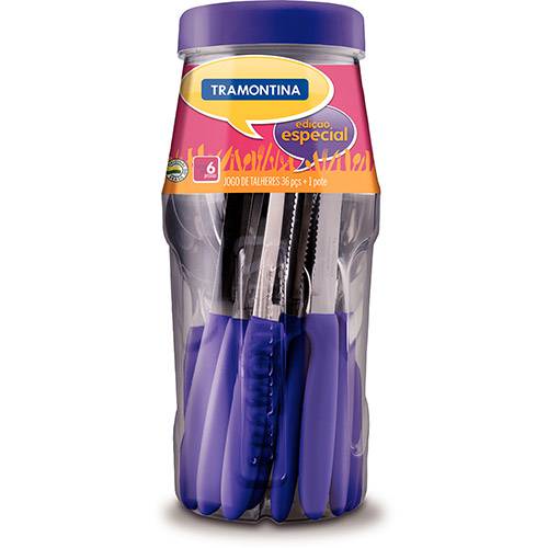 Tamanhos, Medidas e Dimensões do produto Conjunto Talheres Inox 36 Peças Ipanema Purpura - Tramontina