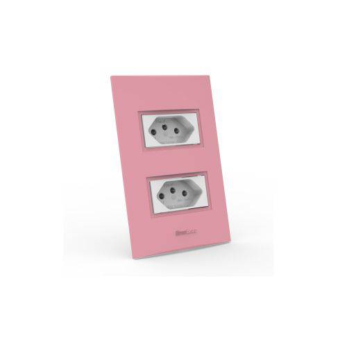 Tamanhos, Medidas e Dimensões do produto Conjunto Tomada Dupla 10A - Beleze Rosa Pastel Enerbras
