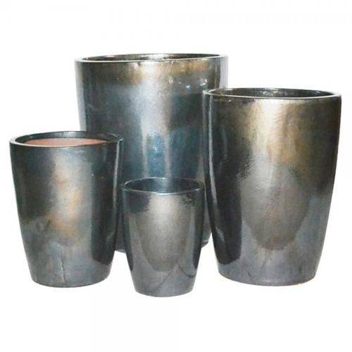 Tamanhos, Medidas e Dimensões do produto Conjunto Vasos Cerâmica Vietnamita Prata 4 Peças