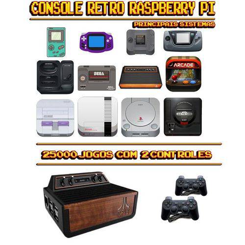Tamanhos, Medidas e Dimensões do produto Console Retrô Atari RetroPie 25.000 Jogos + 2 Controles PS3