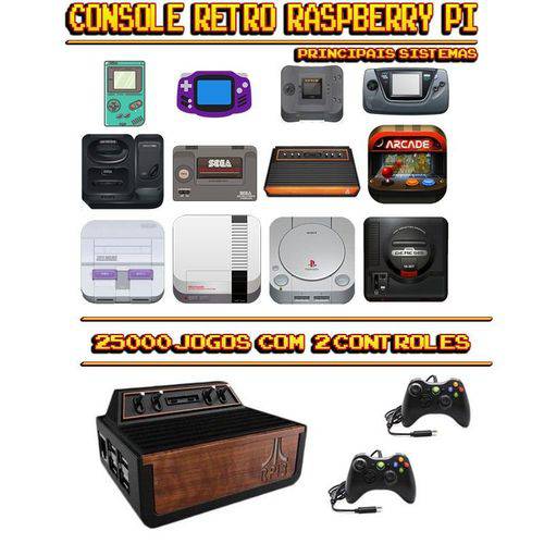 Tamanhos, Medidas e Dimensões do produto Console Retrô Atari RetroPie 25.000 Jogos + 2 Controles XBOX 360