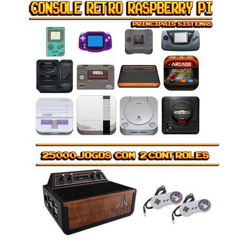 Tamanhos, Medidas e Dimensões do produto Console Retrô Mini Atari RetroPie 25.000 Jogos + 2 Controles SNES