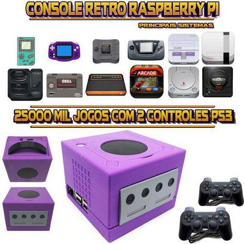 Tamanhos, Medidas e Dimensões do produto Console Retrô Mini GameCube RetroPie 25.000 Jogos + 2 Controles PS3