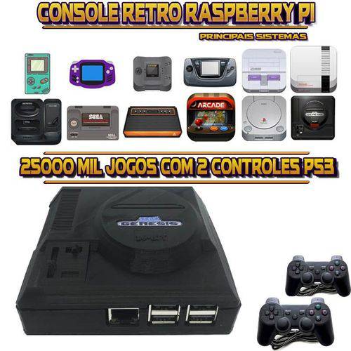 Tamanhos, Medidas e Dimensões do produto Console Retrô Mini Megadrive Genesis RetroPie 25.000 Jogos + 2 Controles PS3