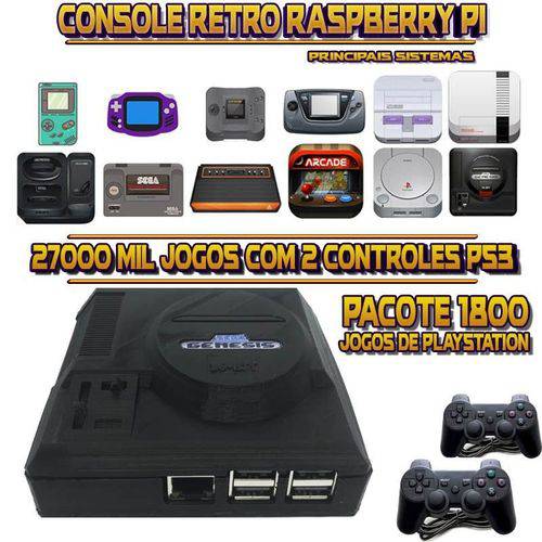 Tamanhos, Medidas e Dimensões do produto Console Retrô Mini Megadrive Genesis RetroPie 27.000 Jogos (1.800 Jogos para PS1) + 2 Controles PS3
