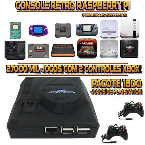 Tamanhos, Medidas e Dimensões do produto Console Retrô Mini Megadrive Genesis RetroPie 27.000 Jogos (1.800 Jogos para PS1) + 2 Controles XBOX