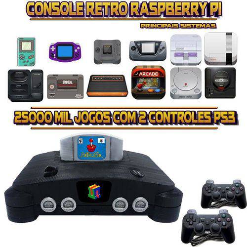 Tamanhos, Medidas e Dimensões do produto Console Retrô Mini N64 RetroPie 25.000 Jogos + 2 Controles PS3