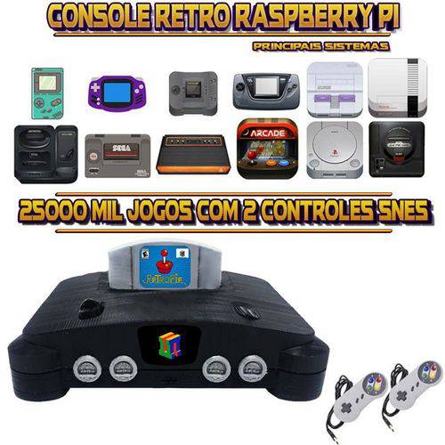 Tamanhos, Medidas e Dimensões do produto Console Retrô Mini N64 RetroPie 25.000 Jogos + 2 Controles SNES