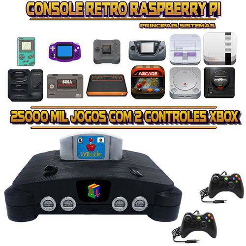 Tamanhos, Medidas e Dimensões do produto Console Retrô Mini N64 RetroPie 25.000 Jogos + 2 Controles XBOX 360