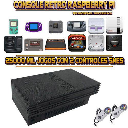 Tamanhos, Medidas e Dimensões do produto Console Retrô Mini Playstation 2 PS2 RetroPie 25.000 Jogos + 2 Controles Snes
