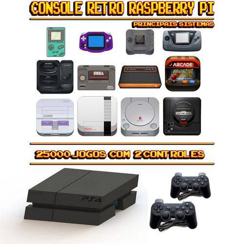 Tamanhos, Medidas e Dimensões do produto Console Retrô Mini PS4 RetroPie 25.000 Jogos + 2 Controles PS3