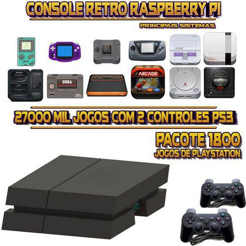 Tamanhos, Medidas e Dimensões do produto Console Retrô Mini PS4 RetroPie 27.000 Jogos (1.800 Jogos para PS1) + 2 Controles PS3