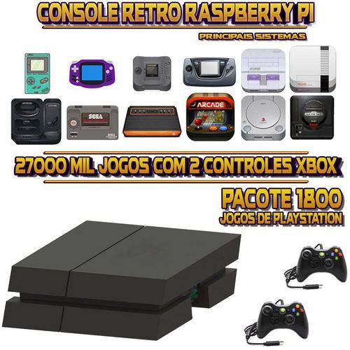 Tamanhos, Medidas e Dimensões do produto Console Retrô Mini PS4 RetroPie 27.000 Jogos (1.800 Jogos para PS1) + 2 Controles XBOX