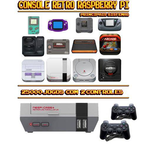 Tamanhos, Medidas e Dimensões do produto Console Retrô Nespi RetroPie 25.000 Jogos + 2 Controles PS3