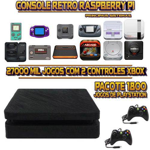 Tamanhos, Medidas e Dimensões do produto Console Retrô PS4 Slim RetroPie + 27.000 (1.800 Jogos para PS1) Jogos 2 Controles XBOX