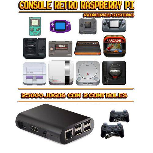 Tamanhos, Medidas e Dimensões do produto Console Retrô RetroPie 25.000 Jogos + 2 Controles PS3