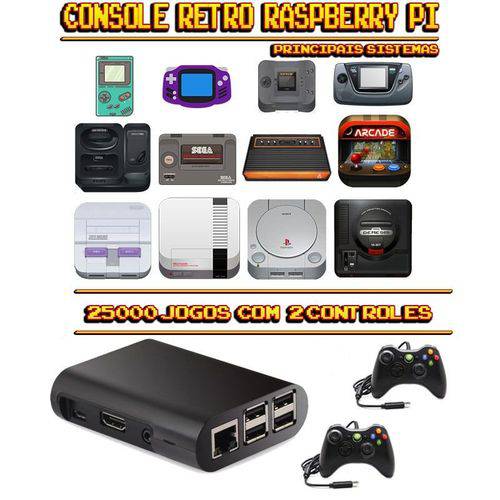 Tamanhos, Medidas e Dimensões do produto Console Retrô RetroPie 25.000 Jogos + 2 Controles XBOX 360