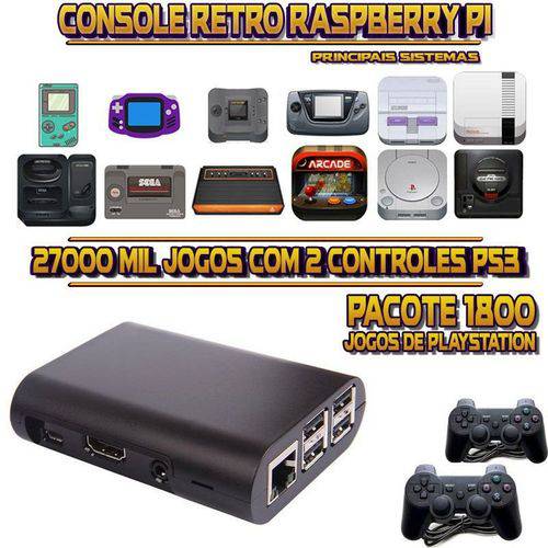 Tamanhos, Medidas e Dimensões do produto Console Retrô RetroPie 27.000 Jogos (1.800 Jogos para PS1) + 2 Controles PS3