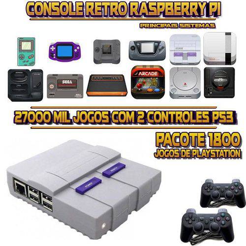 Tamanhos, Medidas e Dimensões do produto Console Retrô SNES RetroPie 27.000 Jogos (1.800 Jogos para PS1) + 2 Controles PS3